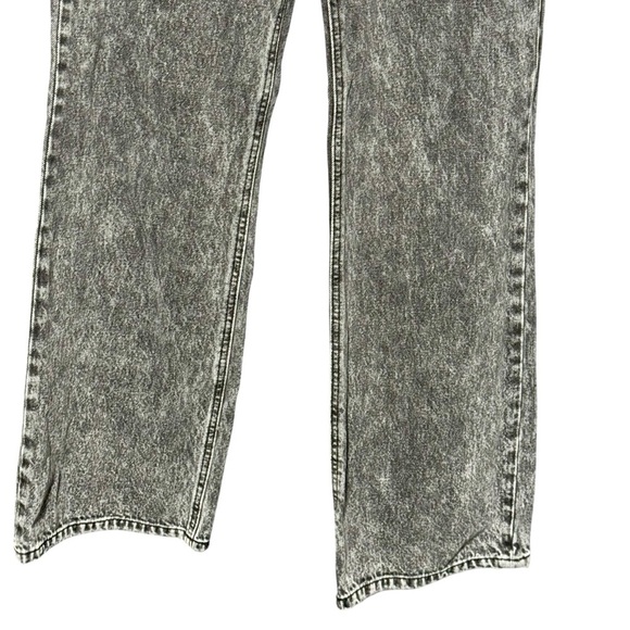 KANCAN Acid Washed Black High Rise Button Fly Wide Leg Cotton Denim Jeans - Picture 6 of 13